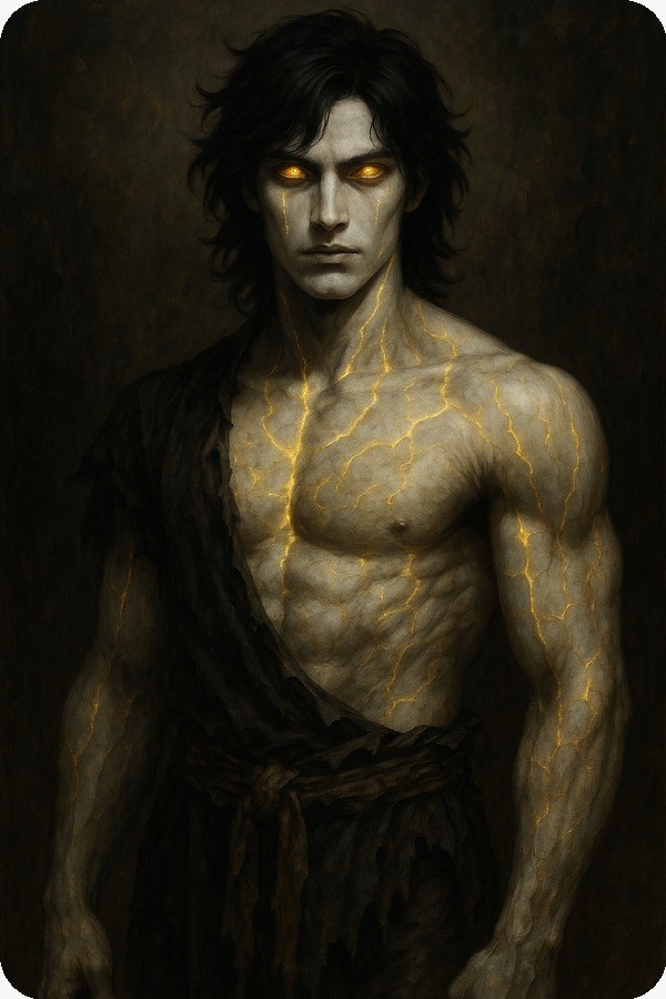 Avarra: a cavernous dungeon chamber with violet-blue light and a looming core.